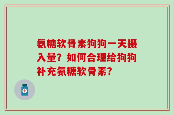 氨糖软骨素狗狗一天摄入量？如何合理给狗狗补充氨糖软骨素？