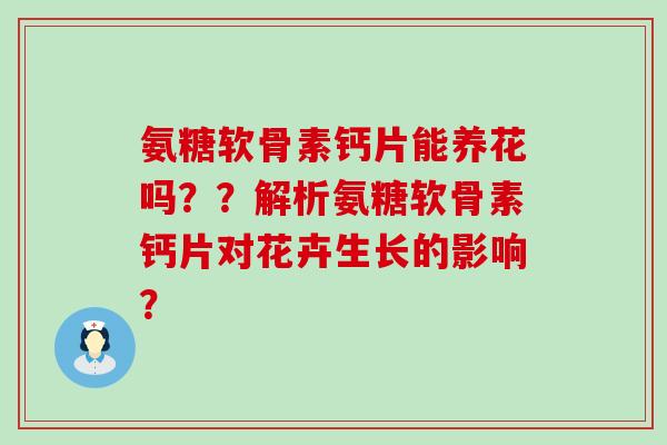 氨糖软骨素钙片能养花吗??解析氨糖软骨素钙片对花卉生长的影响? 氨糖软骨素钙片能养花吗??解析氨糖软骨素钙片对花卉生长的影响?
