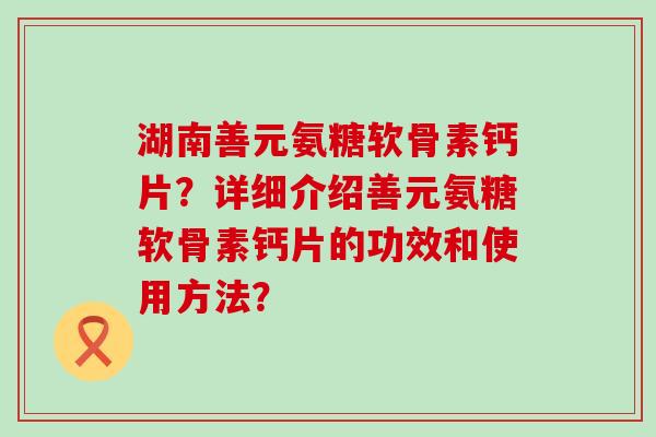 湖南善元氨糖软骨素钙片？详细介绍善元氨糖软骨素钙片的功效和使用方法？