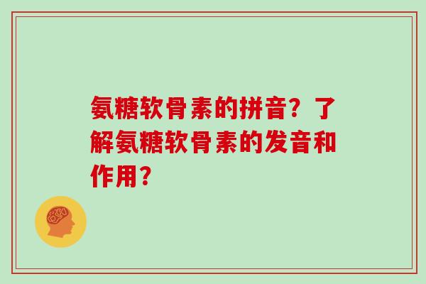 氨糖软骨素的拼音？了解氨糖软骨素的发音和作用？
