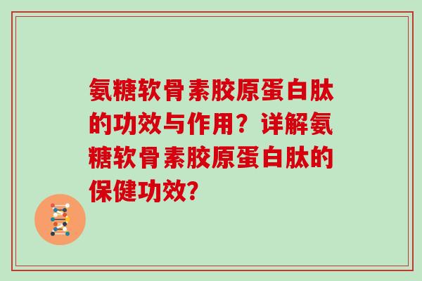 氨糖软骨素胶原蛋白肽的功效与作用?详解氨糖软骨素胶原蛋白肽的保健功效? 氨糖软骨素胶原蛋白肽的功效与作用?详解氨糖软骨素胶原蛋白肽的保健功效?