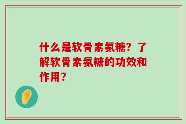 什么是软骨素氨糖？了解软骨素氨糖的功效和作用？