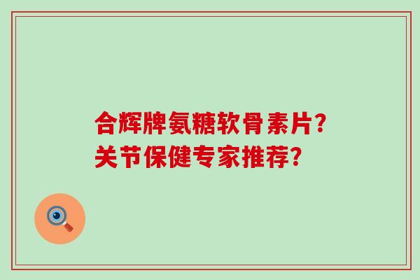 合辉牌氨糖软骨素片？关节保健专家推荐？