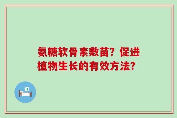 氨糖软骨素敷苗？促进植物生长的有效方法？