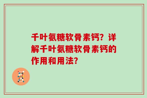 千叶氨糖软骨素钙？详解千叶氨糖软骨素钙的作用和用法？