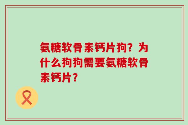 氨糖软骨素钙片狗？为什么狗狗需要氨糖软骨素钙片？