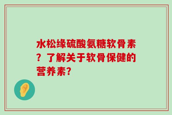 水松缘硫酸氨糖软骨素?了解关于软骨保健的营养素? 水松缘硫酸氨糖软骨素?了解关于软骨保健的营养素?