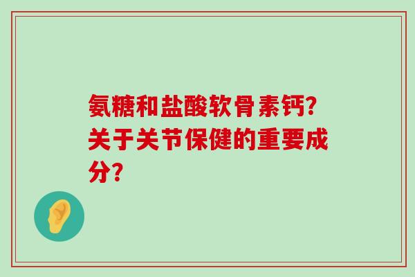 氨糖和盐酸软骨素钙？关于关节保健的重要成分？