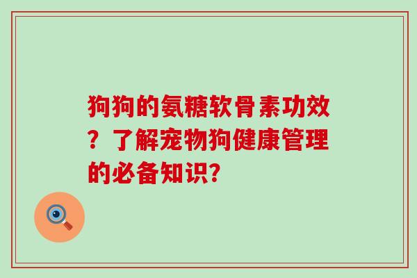 狗狗的氨糖软骨素功效?了解宠物狗健康管理的必备知识? 狗狗的氨糖软骨素功效?了解宠物狗健康管理的必备知识?