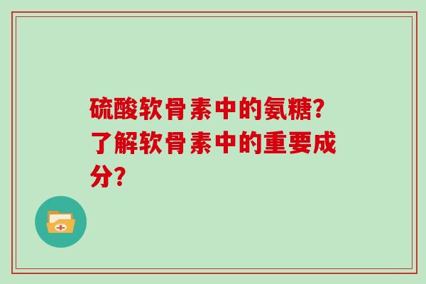 硫酸软骨素中的氨糖？了解软骨素中的重要成分？