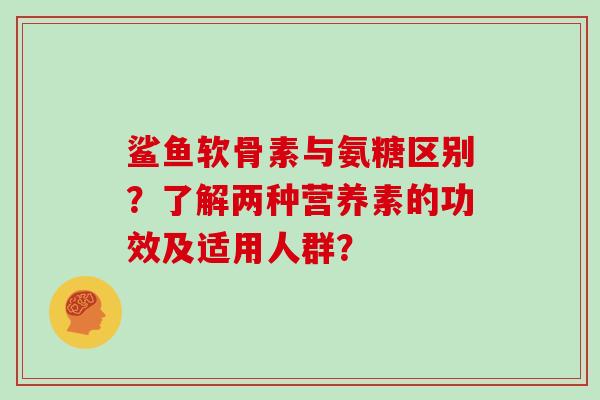 鲨鱼软骨素与氨糖区别？了解两种营养素的功效及适用人群？