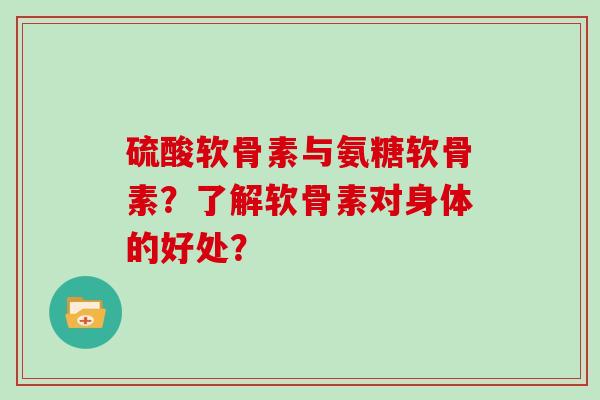 硫酸软骨素与氨糖软骨素?了解软骨素对身体的好处? 硫酸软骨素与氨糖软骨素?了解软骨素对身体的好处?