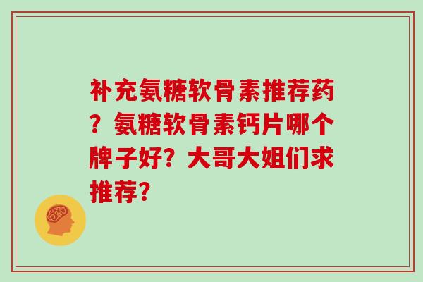 补充氨糖软骨素推荐药?氨糖软骨素钙片哪个牌子好?大哥大姐们求推荐? 补充氨糖软骨素推荐药?氨糖软骨素钙片哪个牌子好?大哥大姐们求推荐?