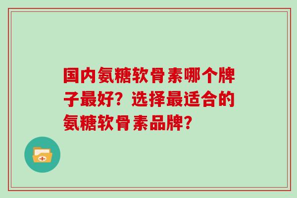 国内氨糖软骨素哪个牌子好?选择适合的氨糖软骨素品牌? 国内氨糖软骨素哪个牌子好?选择适合的氨糖软骨素品牌?