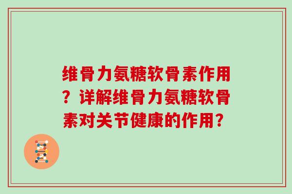 维骨力氨糖软骨素作用？详解维骨力氨糖软骨素对关节健康的作用？