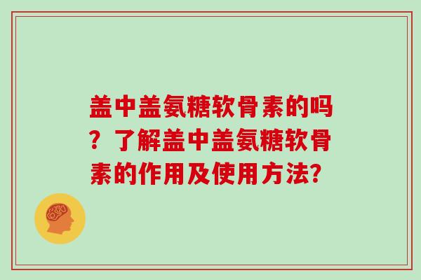 盖中盖氨糖软骨素的吗?了解盖中盖氨糖软骨素的作用及使用方法? 盖中盖氨糖软骨素的吗?了解盖中盖氨糖软骨素的作用及使用方法?