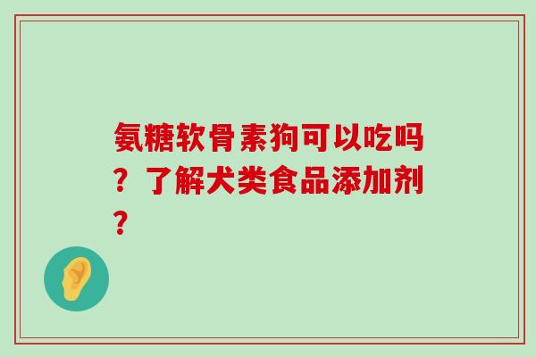 氨糖软骨素狗可以吃吗?了解犬类食品添加剂? 氨糖软骨素狗可以吃吗?了解犬类食品添加剂?