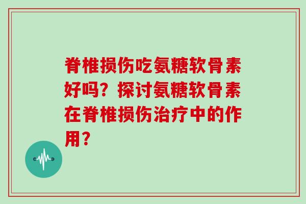 脊椎损伤吃氨糖软骨素好吗?探讨氨糖软骨素在脊椎损伤中的作用? 脊椎损伤吃氨糖软骨素好吗?探讨氨糖软骨素在脊椎损伤中的作用?