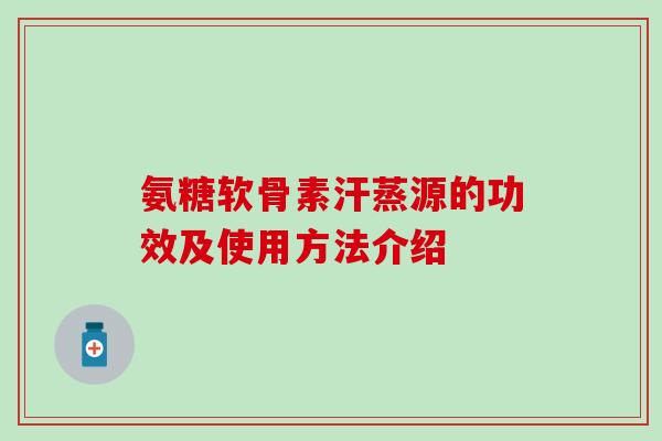 氨糖软骨素汗蒸源的功效及使用方法介绍