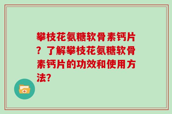 攀枝花氨糖软骨素钙片?了解攀枝花氨糖软骨素钙片的功效和使用方法? 攀枝花氨糖软骨素钙片?了解攀枝花氨糖软骨素钙片的功效和使用方法?