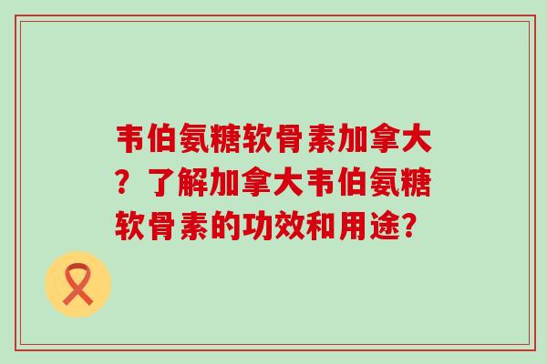 韦伯氨糖软骨素加拿大?了解加拿大韦伯氨糖软骨素的功效和用途? 韦伯氨糖软骨素加拿大?了解加拿大韦伯氨糖软骨素的功效和用途?