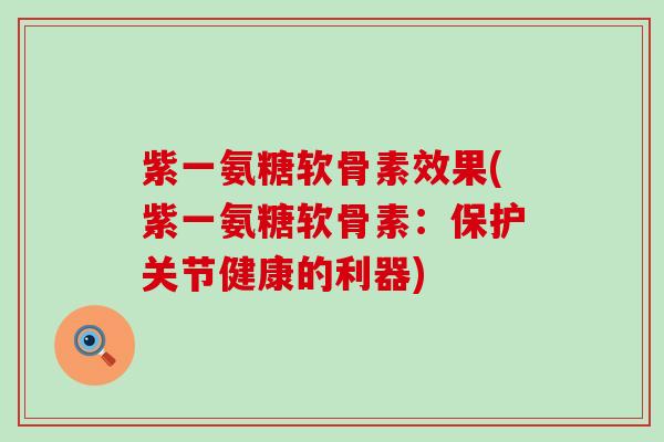 紫一氨糖软骨素效果(紫一氨糖软骨素：保护关节健康的利器)