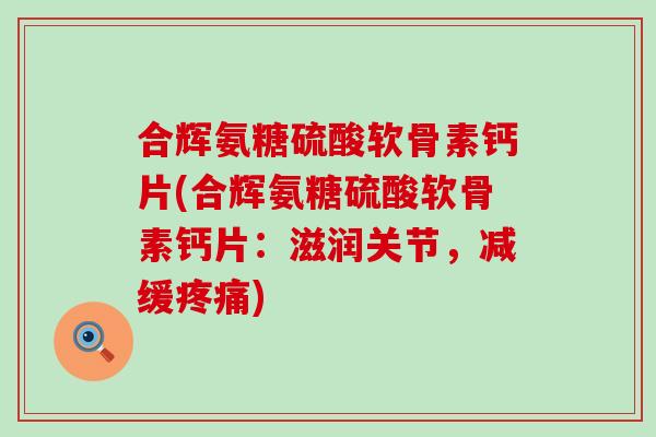 合辉氨糖硫酸软骨素钙片(合辉氨糖硫酸软骨素钙片:滋润关节,减缓) 合辉氨糖硫酸软骨素钙片(合辉氨糖硫酸软骨素钙片:滋润关节,减缓)