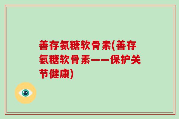 善存氨糖软骨素(善存氨糖软骨素——保护关节健康)