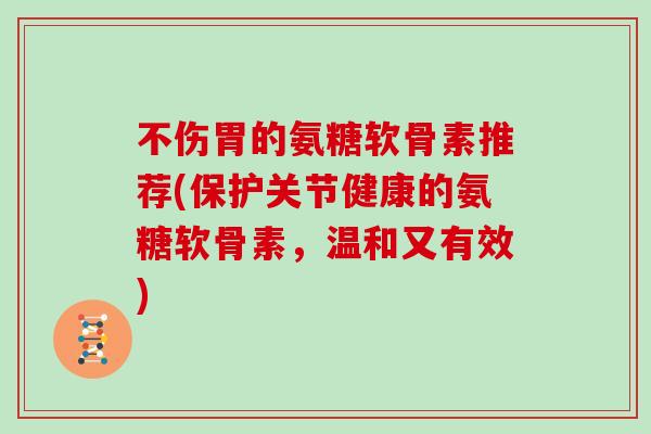 不伤胃的氨糖软骨素推荐(保护关节健康的氨糖软骨素，温和又有效)