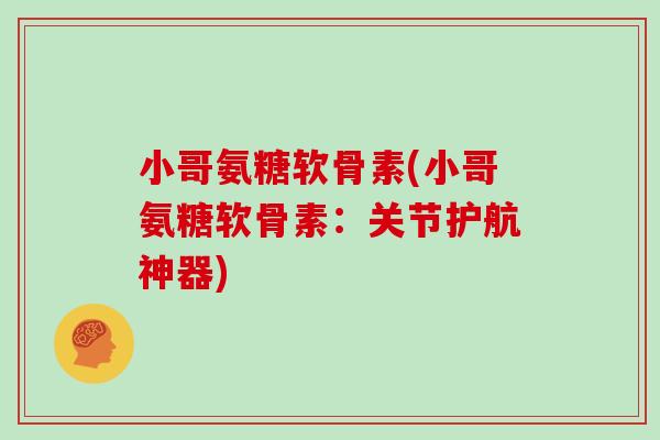 小哥氨糖软骨素(小哥氨糖软骨素:关节护航神器) 小哥氨糖软骨素(小哥氨糖软骨素:关节护航神器)