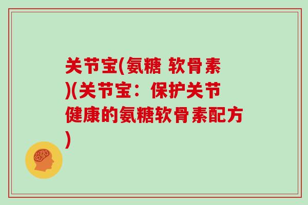 关节宝(氨糖 软骨素)(关节宝：保护关节健康的氨糖软骨素配方)