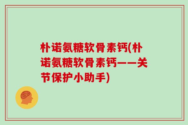 朴诺氨糖软骨素钙(朴诺氨糖软骨素钙——关节保护小助手) 朴诺氨糖软骨素钙(朴诺氨糖软骨素钙——关节保护小助手)