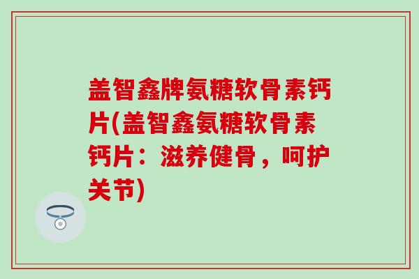 盖智鑫牌氨糖软骨素钙片(盖智鑫氨糖软骨素钙片:滋养健骨,呵护关节) 盖智鑫牌氨糖软骨素钙片(盖智鑫氨糖软骨素钙片:滋养健骨,呵护关节)