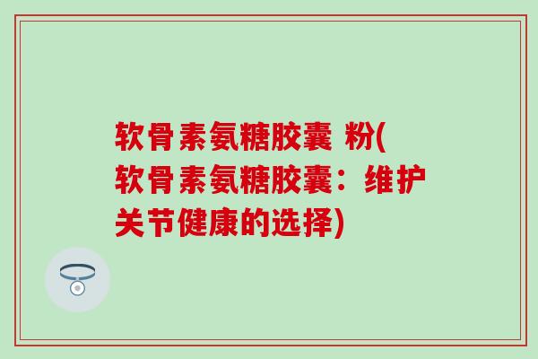 软骨素氨糖胶囊 粉(软骨素氨糖胶囊：维护关节健康的选择)
