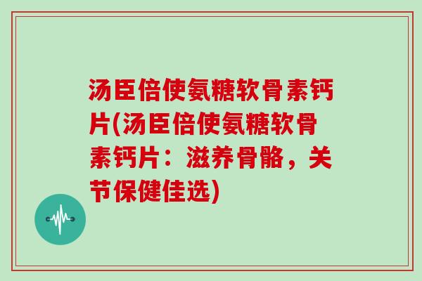 汤臣倍使氨糖软骨素钙片(汤臣倍使氨糖软骨素钙片：滋养骨骼，关节保健佳选)