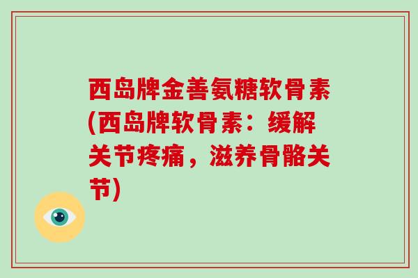 西岛牌金善氨糖软骨素(西岛牌软骨素:缓解关节,滋养骨骼关节) 西岛牌金善氨糖软骨素(西岛牌软骨素:缓解关节,滋养骨骼关节)