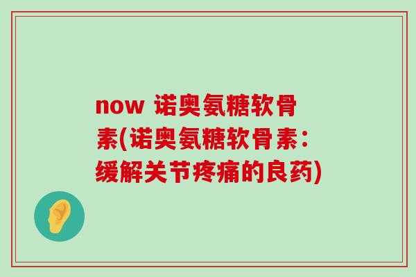 now 诺奥氨糖软骨素(诺奥氨糖软骨素：缓解关节的良药)