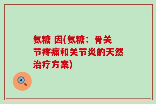 氨糖 因(氨糖：骨关节和的天然方案)