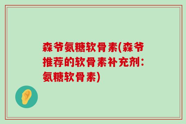 森爷氨糖软骨素(森爷推荐的软骨素补充剂:氨糖软骨素) 森爷氨糖软骨素(森爷推荐的软骨素补充剂:氨糖软骨素)