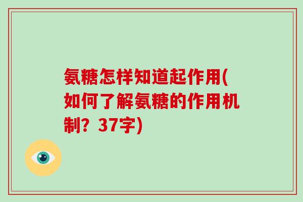 氨糖怎样知道起作用(如何了解氨糖的作用机制?37字) 氨糖怎样知道起作用(如何了解氨糖的作用机制?37字)