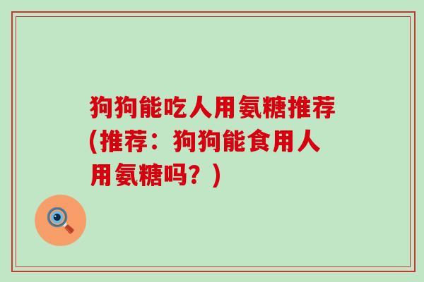 狗狗能吃人用氨糖推荐(推荐：狗狗能食用人用氨糖吗？)
