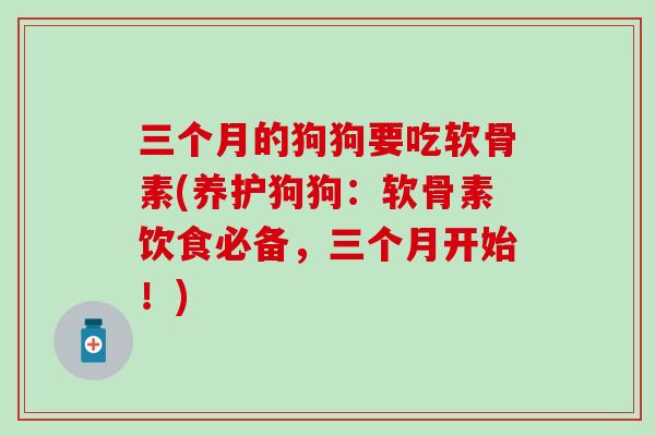 三个月的狗狗要吃软骨素(养护狗狗：软骨素饮食必备，三个月开始！)