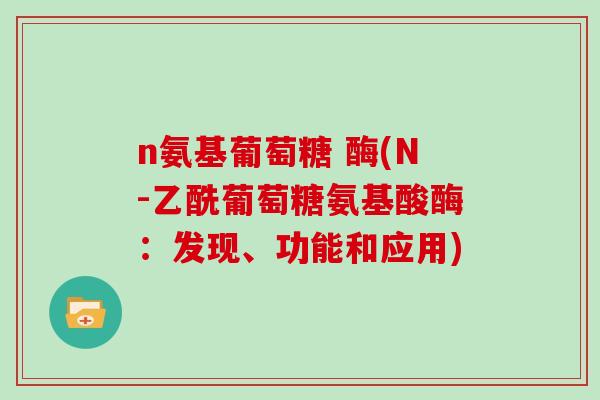 n氨基葡萄糖 酶(N-乙酰葡萄糖氨基酸酶:发现、功能和应用) n氨基葡萄糖 酶(N-乙酰葡萄糖氨基酸酶:发现、功能和应用)
