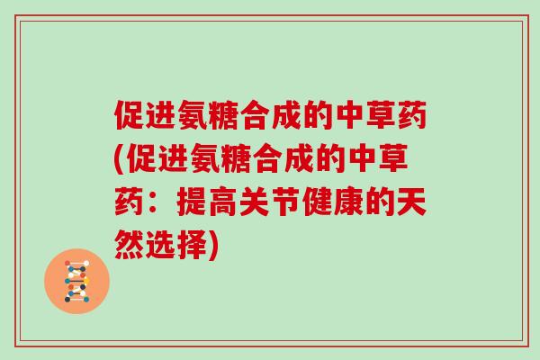 促进氨糖合成的中草药(促进氨糖合成的中草药：提高关节健康的天然选择)