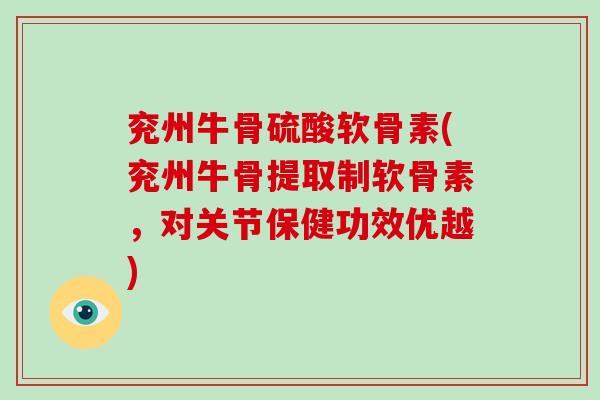 兖州牛骨硫酸软骨素(兖州牛骨提取制软骨素,对关节保健功效优越) 兖州牛骨硫酸软骨素(兖州牛骨提取制软骨素,对关节保健功效优越)