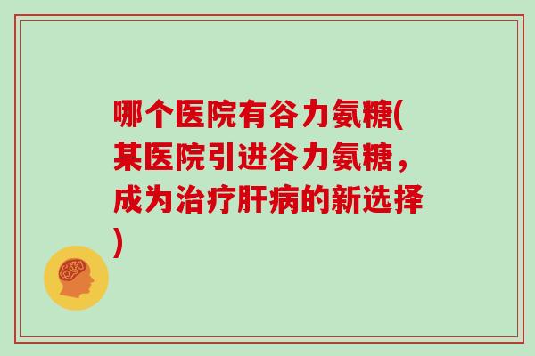 哪个医院有谷力氨糖(某医院引进谷力氨糖，成为的新选择)