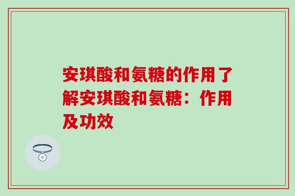 安琪酸和氨糖的作用了解安琪酸和氨糖:作用及功效 安琪酸和氨糖的作用了解安琪酸和氨糖:作用及功效