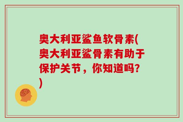 奥大利亚鲨鱼软骨素(奥大利亚鲨骨素有助于保护关节，你知道吗？)