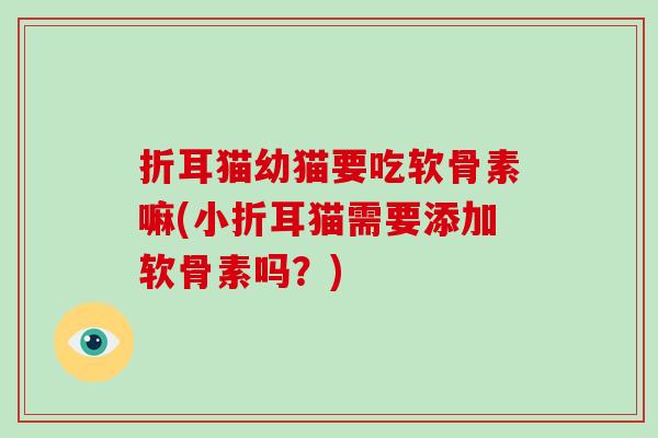 折耳猫幼猫要吃软骨素嘛(小折耳猫需要添加软骨素吗?) 折耳猫幼猫要吃软骨素嘛(小折耳猫需要添加软骨素吗?)