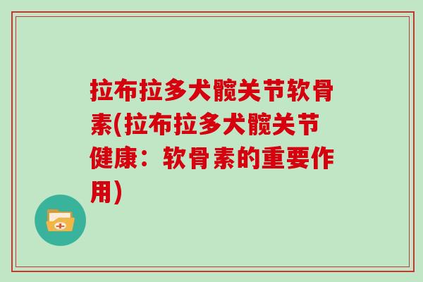 拉布拉多犬髋关节软骨素(拉布拉多犬髋关节健康：软骨素的重要作用)